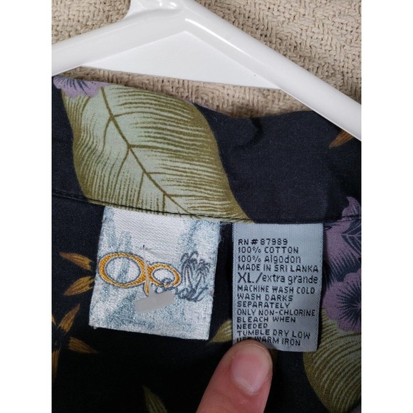 Op Sport Shirt Mens XL Multicolor Floral Wooden Button Up Collared Hawaiian - Picture 4 of 9